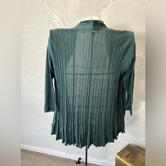 NEW Anthropologie Pollyella Pleated Cardigan by Knitted & Knotted Blue Green XL - Picture 4 of 7